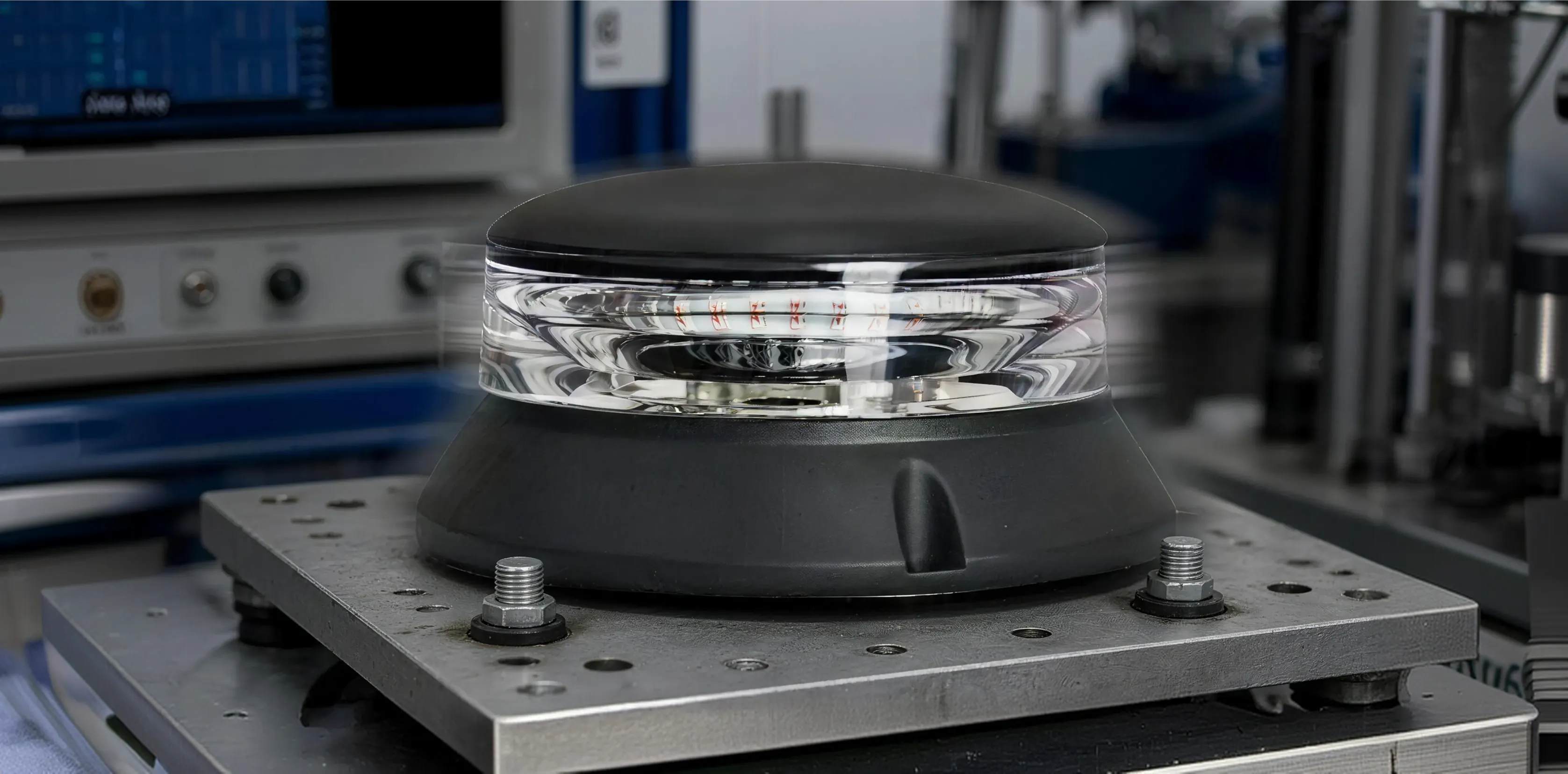 Automotive light bar on a vibration testing platform