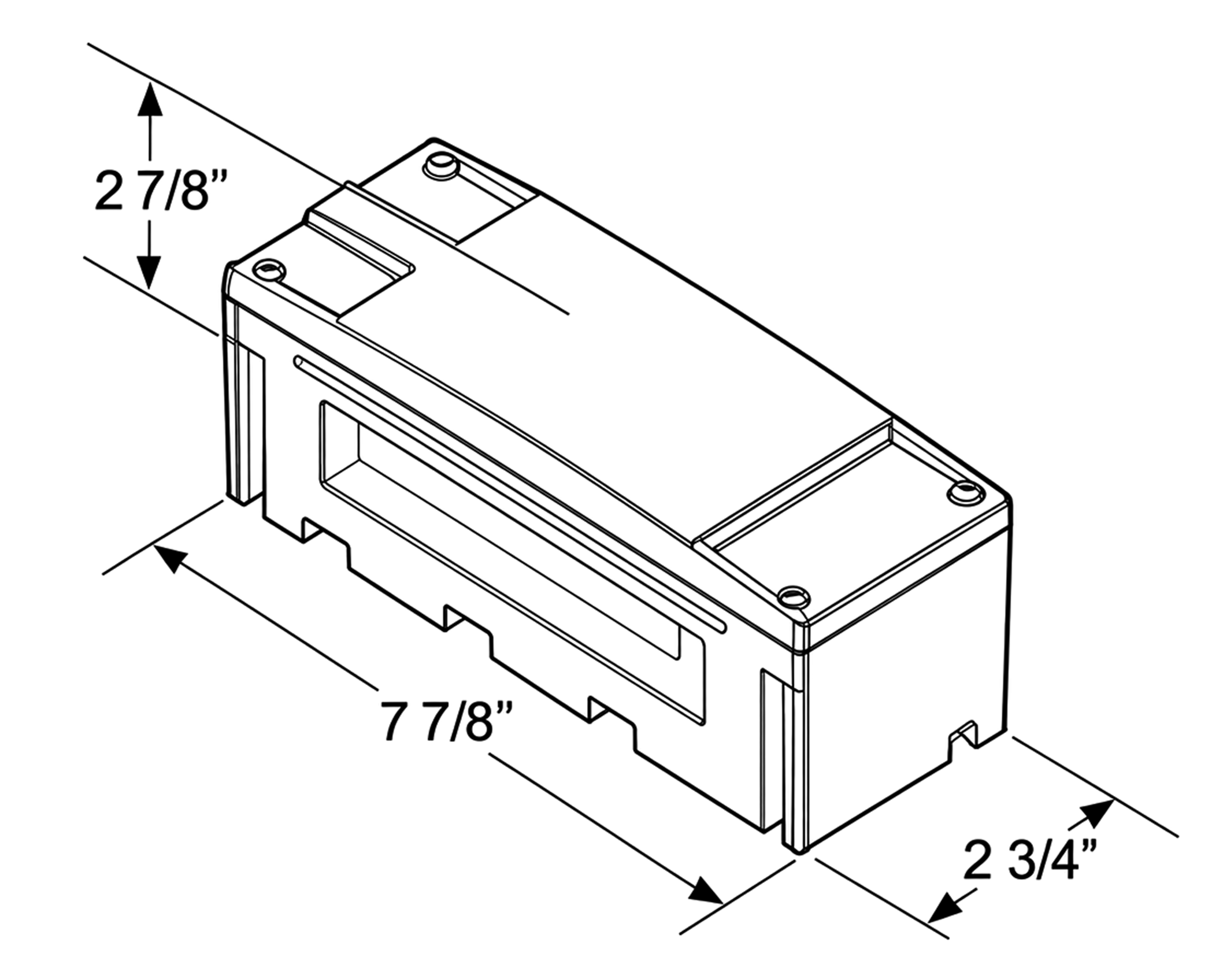 Dimension drawing showing front and side views of the round work light