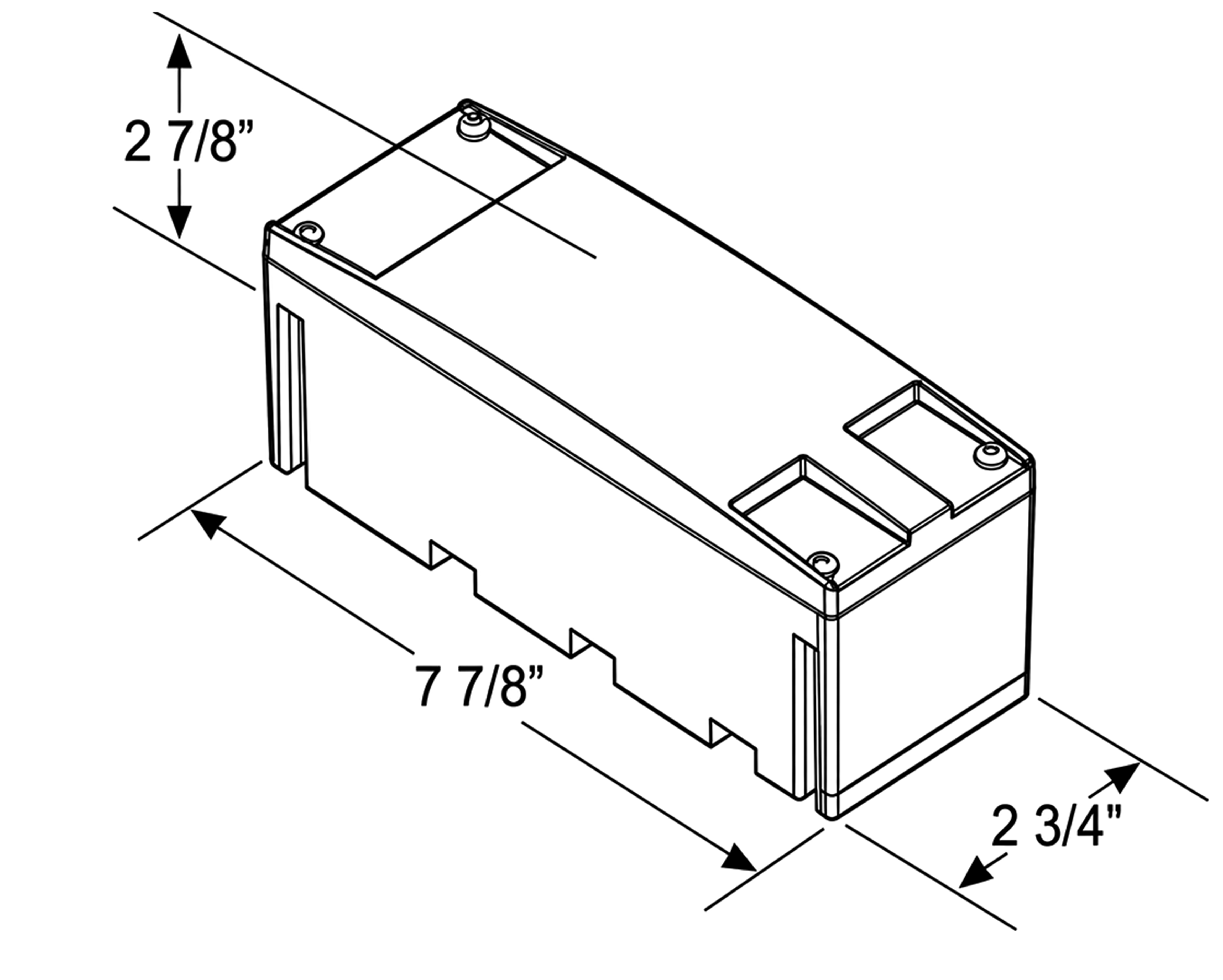 Dimension drawing showing front and side views of the round work light